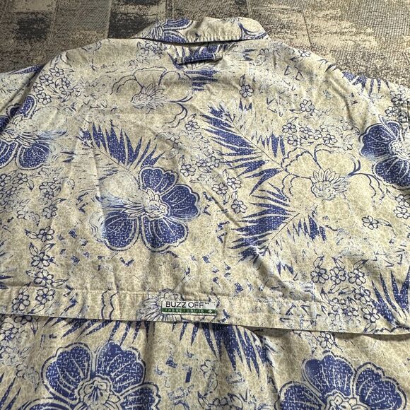 ExOfficio Men Shirt Large Buzz Off Insect Shield Vented Button Floral Hawaiian - Picture 7 of 12